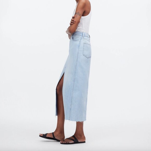 Madewell NWT Rilee Denim Midi Skirt in Fitzgerald Wash Size 29 - Picture 5 of 8